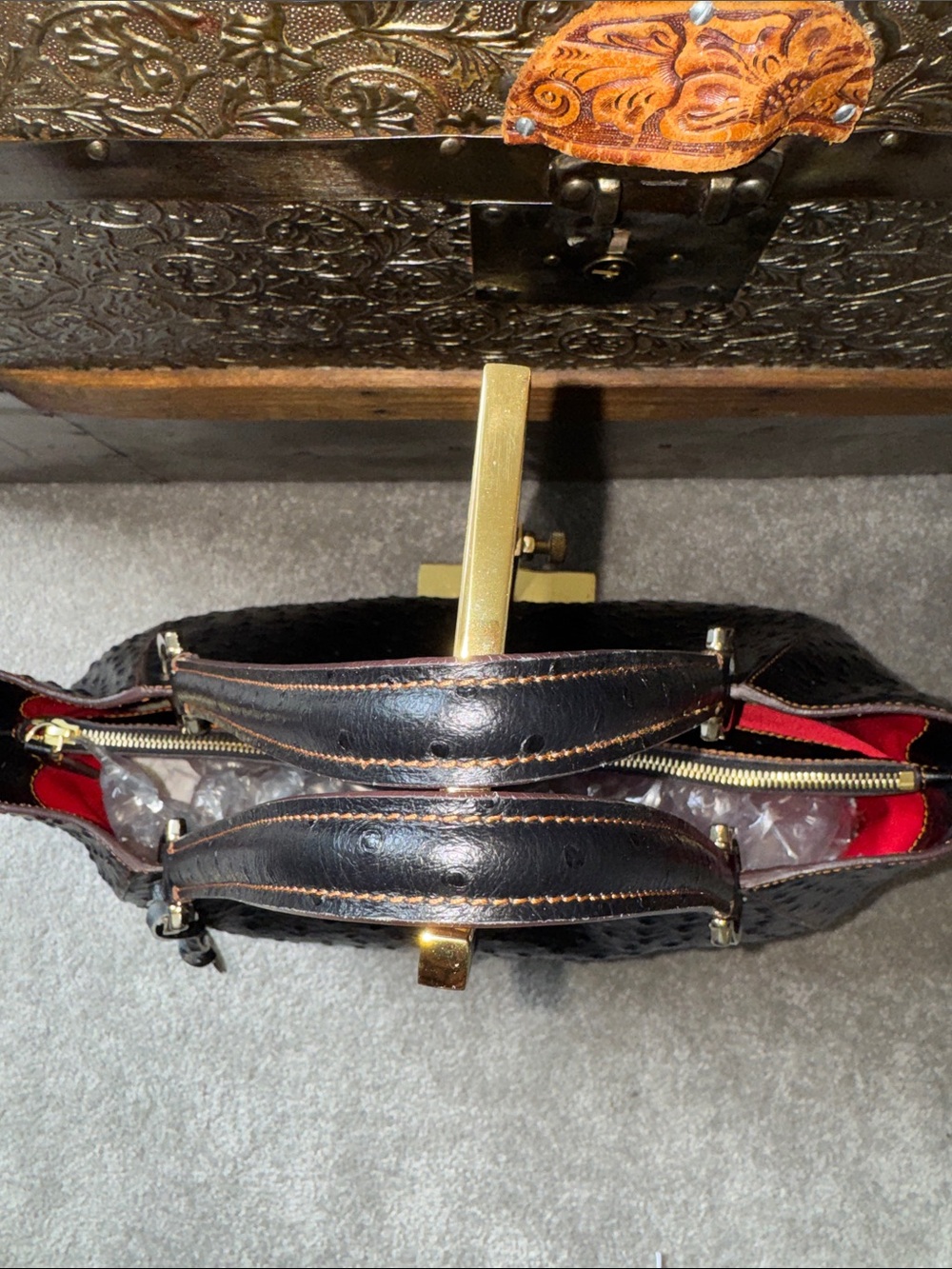 Dooney & Bourke Alto Ostrich Camilla in Black - Picture 14 of 15